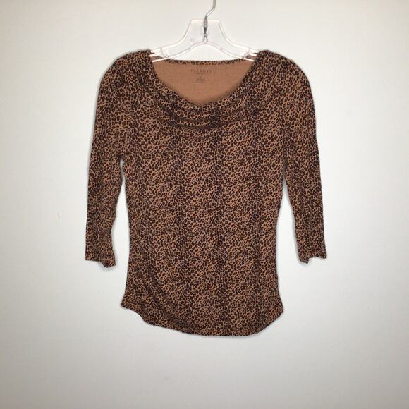 Talbots Draped Neck Leopard Print Top Sz S - Picture 1 of 4